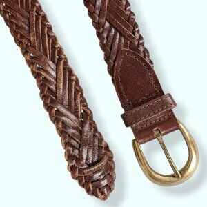 Vintage Woven Brown Leather Belt
